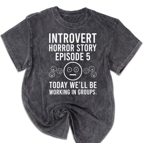 Introvert Student Classroom School Humor Mineral Wash Tshirts - Raresse