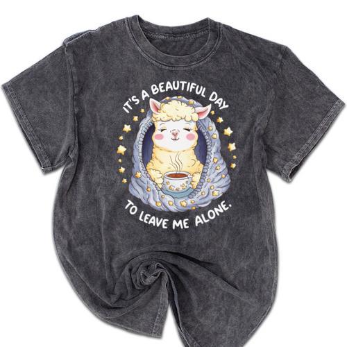 It's A Beautiful Day To Leave Me Alone Introvert Mineral Wash Tshirts - Raresse