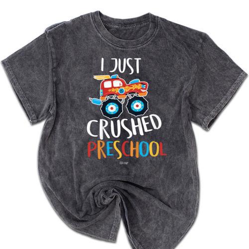 Kids I Just Crushed Preschool Monster Graduation Pre-K Shirt Mineral Wash Tshirts - Best Gift Smart