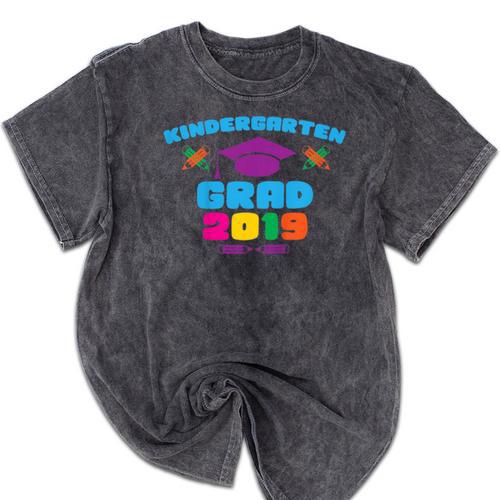 Kids Kindergarten Grad 2019 Graduation T-Shirt Mineral Wash Tshirts - Best Gift Smart