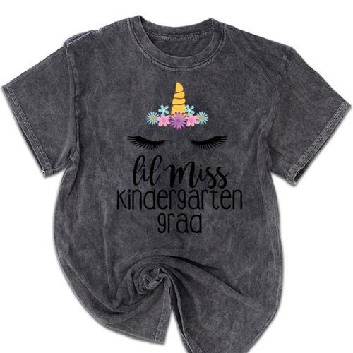 Kids Lil Miss Kindergarten Grad Shirt Graduation Shirts 2018 Mineral Wash Tshirts - Best Gift Smart
