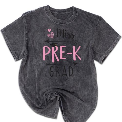 Kids Miss Pre-K Grad Graduation Shirt Cute School Tees Mineral Wash Tshirts - Best Gift Smart