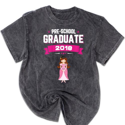 Kids Princess Girl Preschool Graduate 2018 Graduation Pre-K Mineral Wash Tshirts - Best Gift Smart