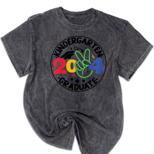 Kindergarten Graduation 2024 Graduate Last Day Of School Mineral Wash Tshirts - Best Gift Smart