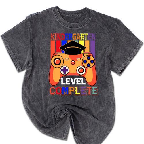 Kindergarten Graduation Level Complete Gamer Graduation Kids Mineral Wash Tshirts - Best Gift Smart