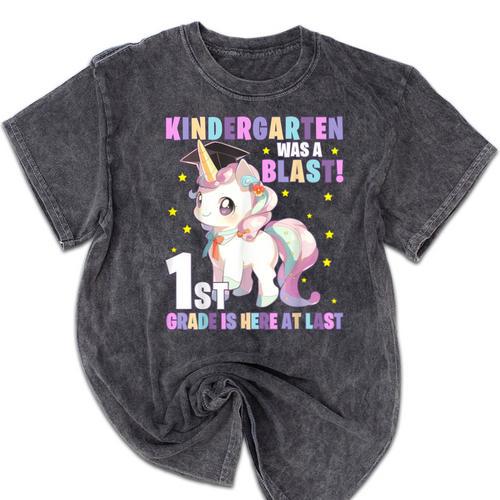 Kindergarten Graduation Unicorn Kindergarten Graduate Girls Mineral Wash Tshirts - Best Gift Smart