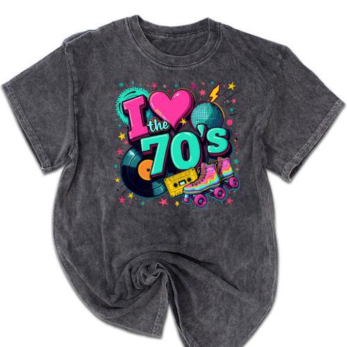 I Love The 70s Retro Cassette Roller Vinyl Disco Nostalgia Mineral Wash Tshirts - Figerry