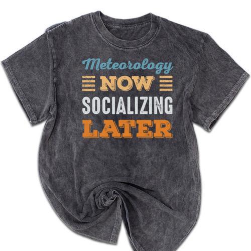 Meteorology Now Minimal Socializing Introvert Vintage Mineral Wash Tshirts - Raresse