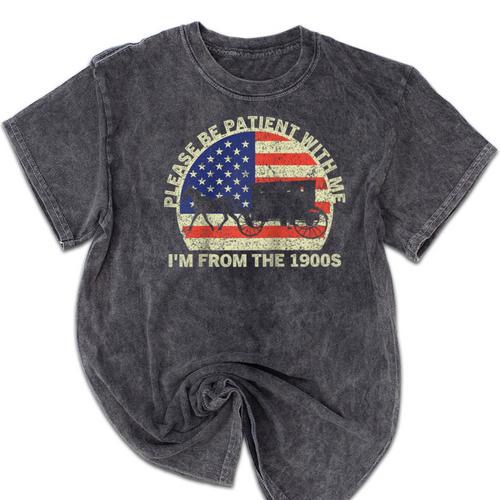 Please Be Patient With Me I'm From The 1900s Dad Vintage Raglan Baseball Tee Mineral Wash Tshirts - Figerry