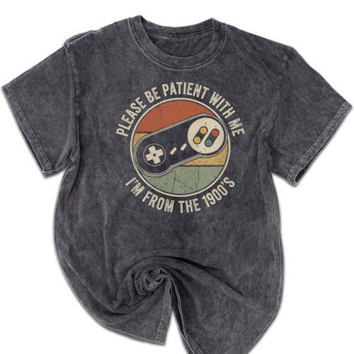 Please Be Patient With Me I'm From The 1900s Retro Gamer Premium Tri-Blend Mineral Wash Tshirts - Figerry