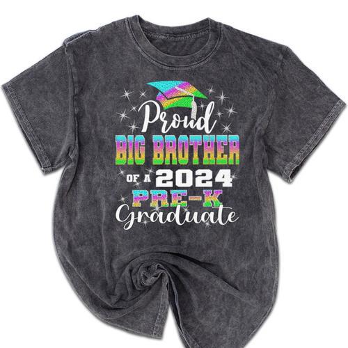 Proud Big Brother Of PreK School Graduate 2024 Graduation Premium Mineral Wash Tshirts - Best Gift Smart