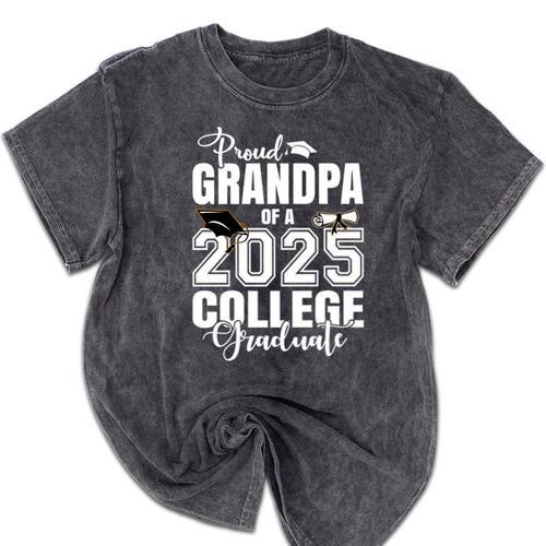 Proud Grandma Of A 2025 College Graduate Graduation Mineral Wash Tshirts - Best Gift Smart