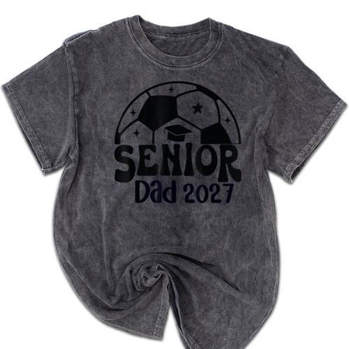 Proud Senior Dad Soccer Class Of 2027 Graduation Graduate Mineral Wash Tshirts - Best Gift Smart