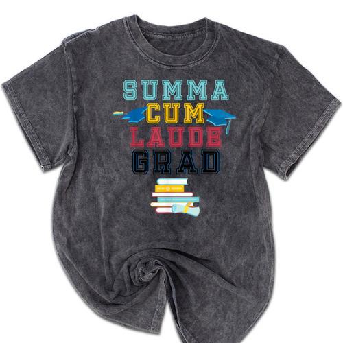 Proud Summa Cum Laude Grad College Graduation T-Shirt Mineral Wash Tshirts - Best Gift Smart