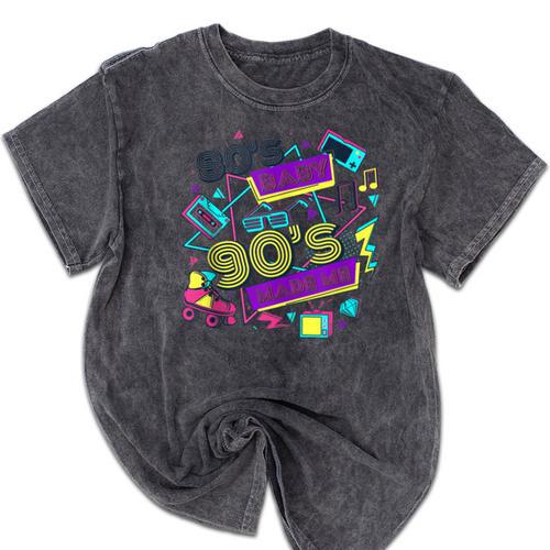 Retro 1980s 80's Baby 1990s 90's Made Me Vaporwave Nostalgia Mineral Wash Tshirts - Figerry