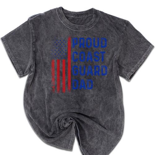 Retro Proud Coast Guard Dad Graduation Dad Usa Flag Outfit Mineral Wash Tshirts - Best Gift Smart