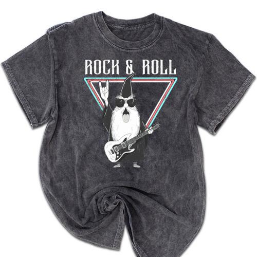 Rock & Roll Wizard Music Nostalgia Premium Tri-Blend Mineral Wash Tshirts - Figerry