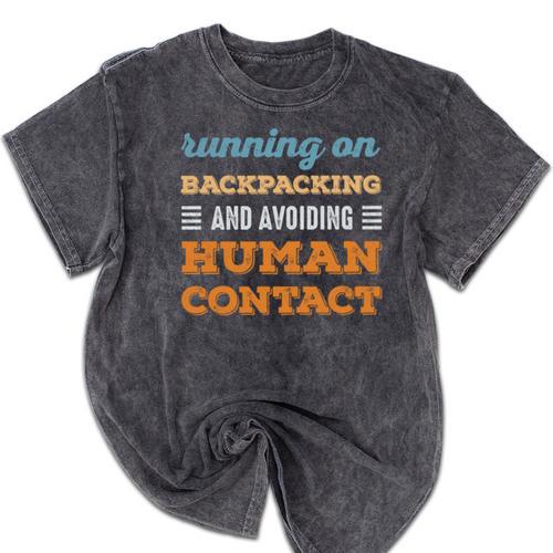Running On Backpacking Social Introvert Humor Vintage Mineral Wash Tshirts - Raresse