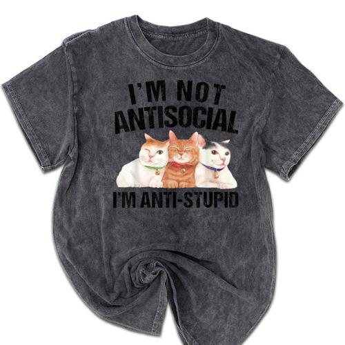 Sarcasm Cat Sarcastic Introvert Antisocial Cat Lover Mineral Wash Tshirts - Raresse
