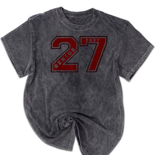 Senior 2027 Maroon Senior Class Of 27 Jersey Graduation Mineral Wash Tshirts - Best Gift Smart