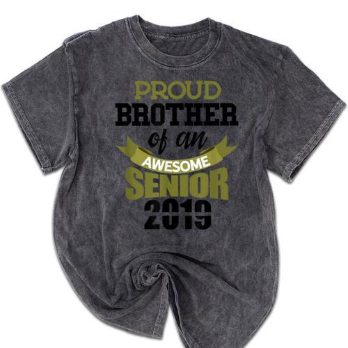 Senior Class Of 2019 Tshirt Graduation Awesome Brother Mineral Wash Tshirts - Best Gift Smart