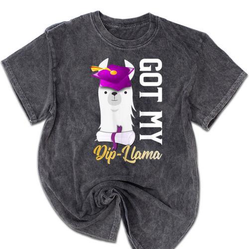 Senior Graduation 2020 Got My Dip-Llama Diploma Llama Pun Mineral Wash Tshirts - Best Gift Smart