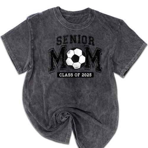 Senior Mom 2025 Soccer Mom Class Of 2025 Graduation Mineral Wash Tshirts - Best Gift Smart