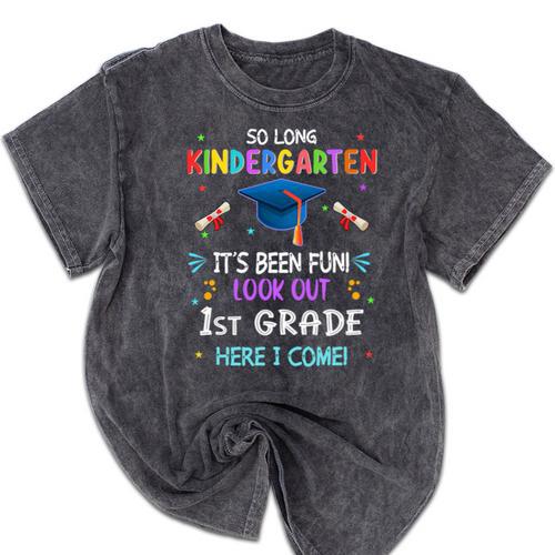 So Long Kindergarten Graduation Look Out 1st Grade 2025 Kids Premium Tri-Blend Mineral Wash Tshirts - Best Gift Smart