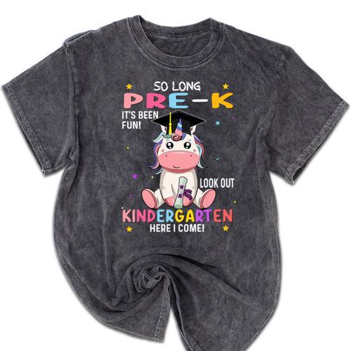 So Long Pre k Graduation 2025 Look Out Kindergarten Girls Premium Tri-Blend Mineral Wash Tshirts - Best Gift Smart