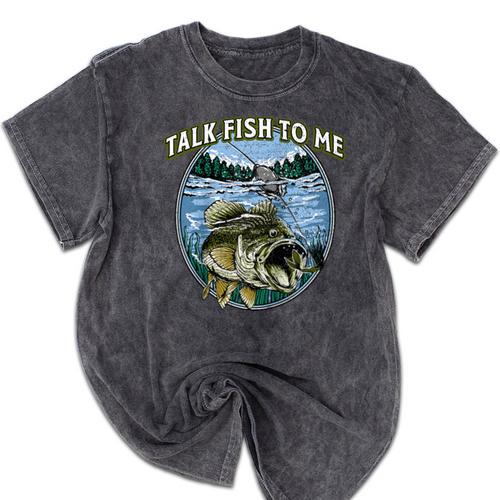 Talk Fish To Me Introvert Fishing Antisocial Fisherman Raglan Baseball Tee Mineral Wash Tshirts - Raresse