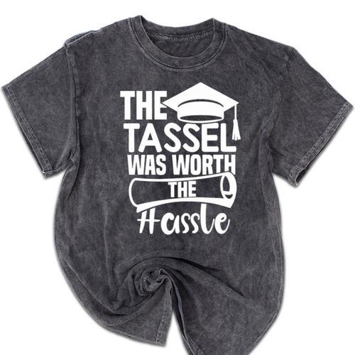 The Tassel Was Worth The Hassle Graduation Class Premium Tri-Blend Mineral Wash Tshirts - Best Gift Smart