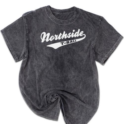 Throwback Northside T-Ball Youth Baseball Retro Nostalgia Premium Mineral Wash Tshirts - Figerry