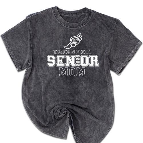 Track & Field Senior Mom 2025 Graduation Year Mineral Wash Tshirts - Best Gift Smart