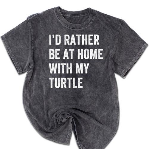 Turtle Owner Introvert Stay Home Mineral Wash Tshirts - Raresse