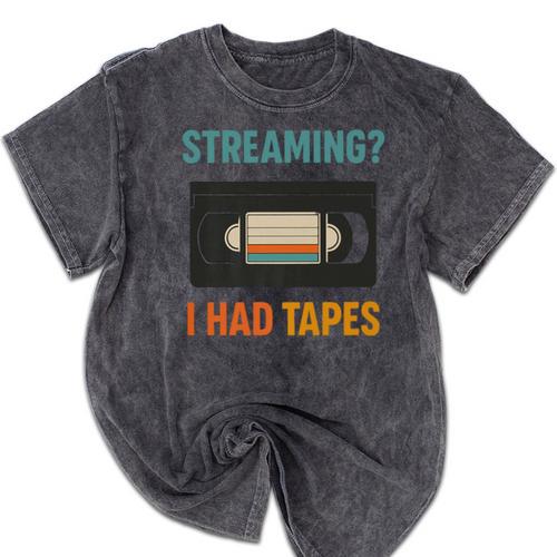 VHS Cassette Tape Retro 80s 90s Nostalgia Premium Mineral Wash Tshirts - Figerry