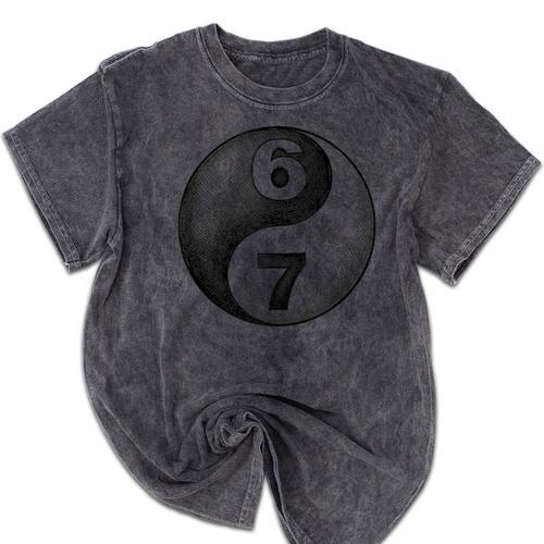 Vintage 6 7 Sketch Yin Yang Namaste Six Seven Nostalgia Mineral Wash Tshirts - Figerry