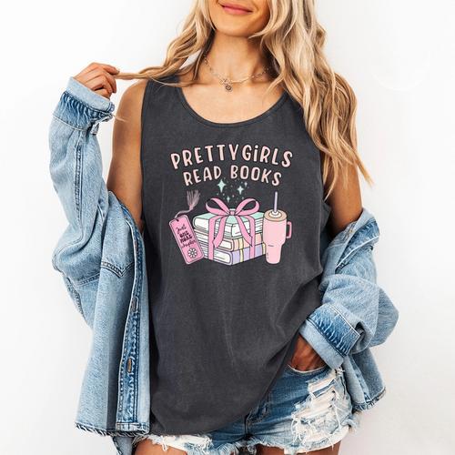 Book Lover's Pretty Girl's Read Books Comfort Colors Tank Top - Bookorys