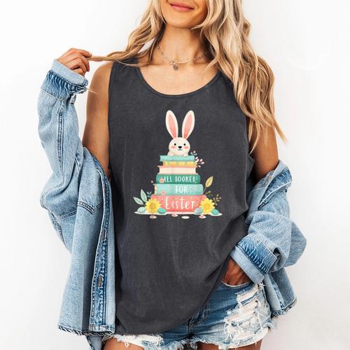 All Booked For Easter Shirt Bookworm Reading Book Reader Comfort Colors Tank Top - Bookorys