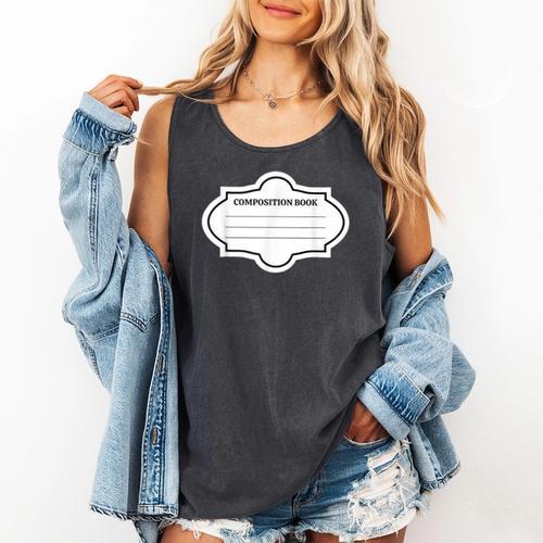 Composition Book Notebook Teacher's Halloween Group Costume Comfort Colors Tank Top - Bookorys UK
