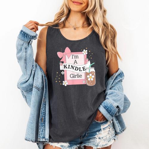 Cute Bookish Kindle Girlie Nerdy Read Book Lover Girl Women Comfort Colors Tank Top - Bookorys