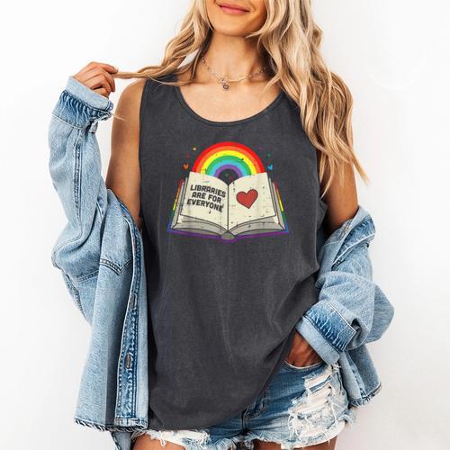 Libraries Are For Everyone Book LGBTQ Ally Gay Pride Month Comfort Colors Tank Top - Bookorys AU