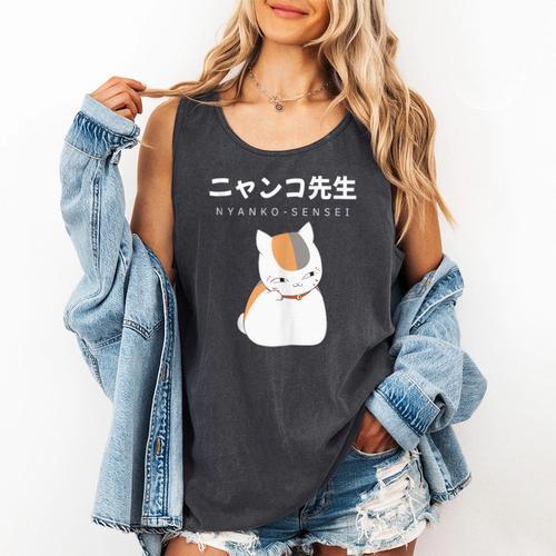Madara Nyanko Sensei Natsume Yuujinchou Book Of Friends Cat Comfort Colors Tank Top - Bookorys AU