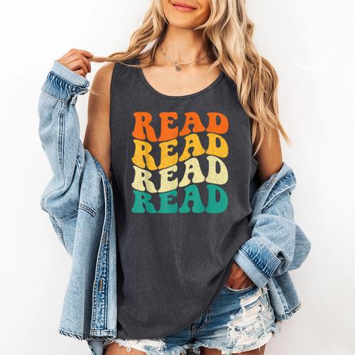 Read Read Read Read Book Lover Reading Bookworm Reader Comfort Colors Tank Top - Bookorys