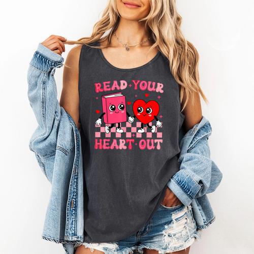 Read Your Heart Out Cute Reading Book Lover Comfort Colors Tank Top - Bookorys UK