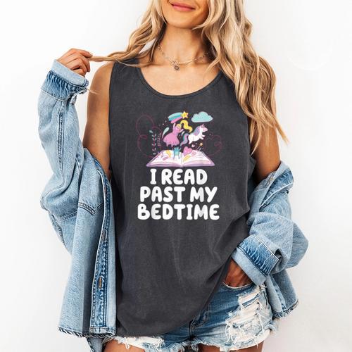 I Read Past My Bedtime Reading Unicorn Book Lover Comfort Colors Tank Top - Bookorys AU