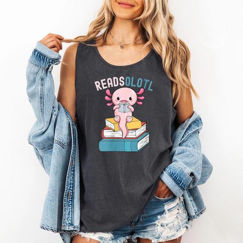 Reads Alotl Shirt Kids Readsolotl Read Axolotl Shirt Books Comfort Colors Tank Top - Bookorys DE