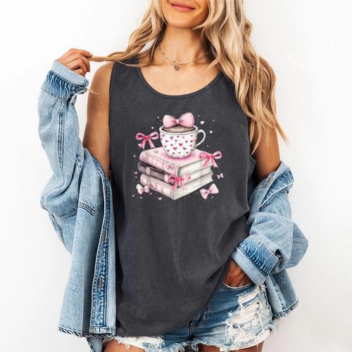 Teacher Valentine's Day All Booked For Valentines Reading Comfort Colors Tank Top - Bookorys DE