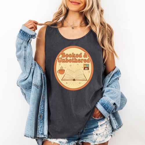 Booked & Unbothered Book Lover Tee Comfort Colors Tank Top - Bookorys DE