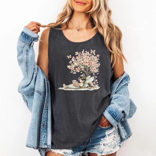 Cute Fairy Reading Fairycore Aesthetic Book Lover Comfort Colors Tank Top - Bookorys