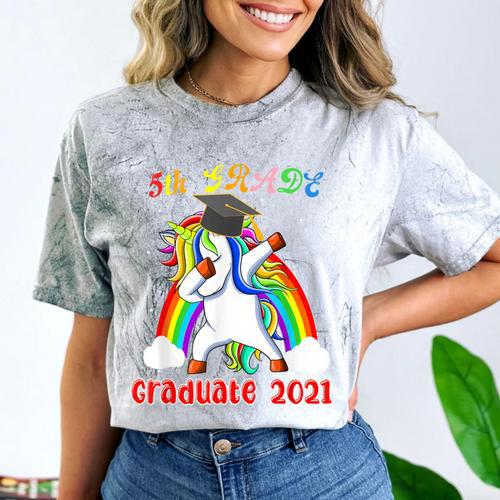 5th Grade Graduate Class 2021 Dabbing Unicorn Graduation Comfort Color Blast T-Shirt - Best Gift Smart